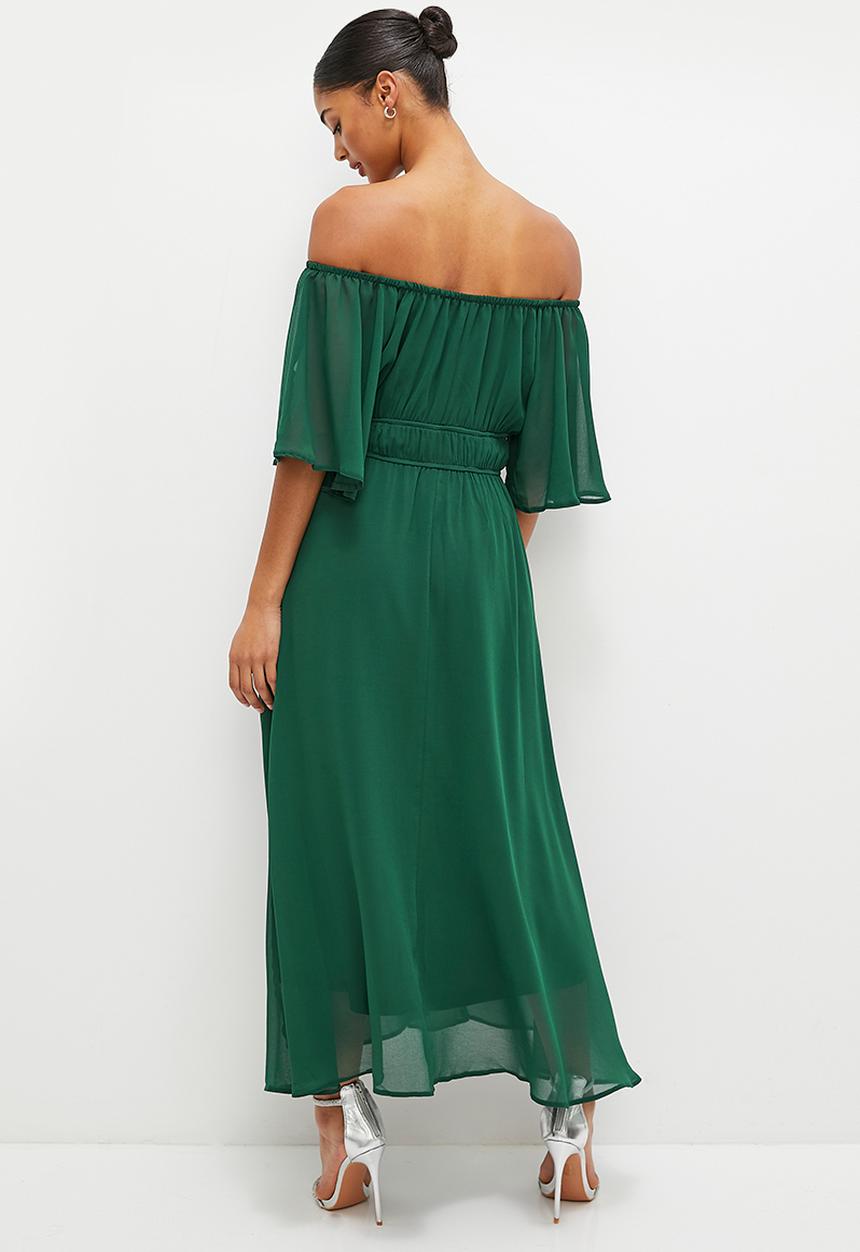 MILLA - Strappy bardot fit & flare midi - emerald