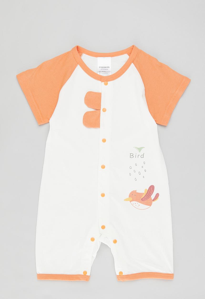 Pop Candy - Printed romper - orange & white