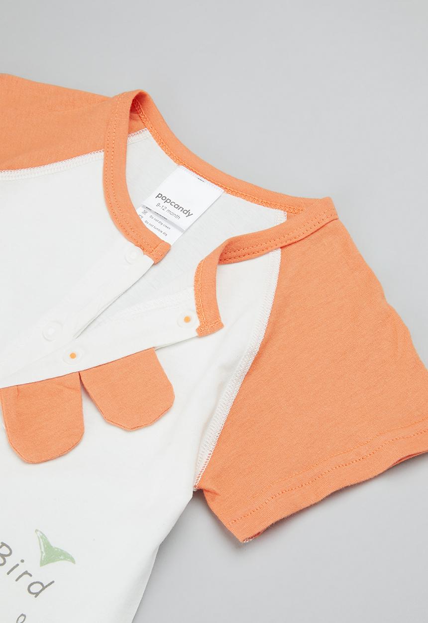 Pop Candy - Printed romper - orange & white
