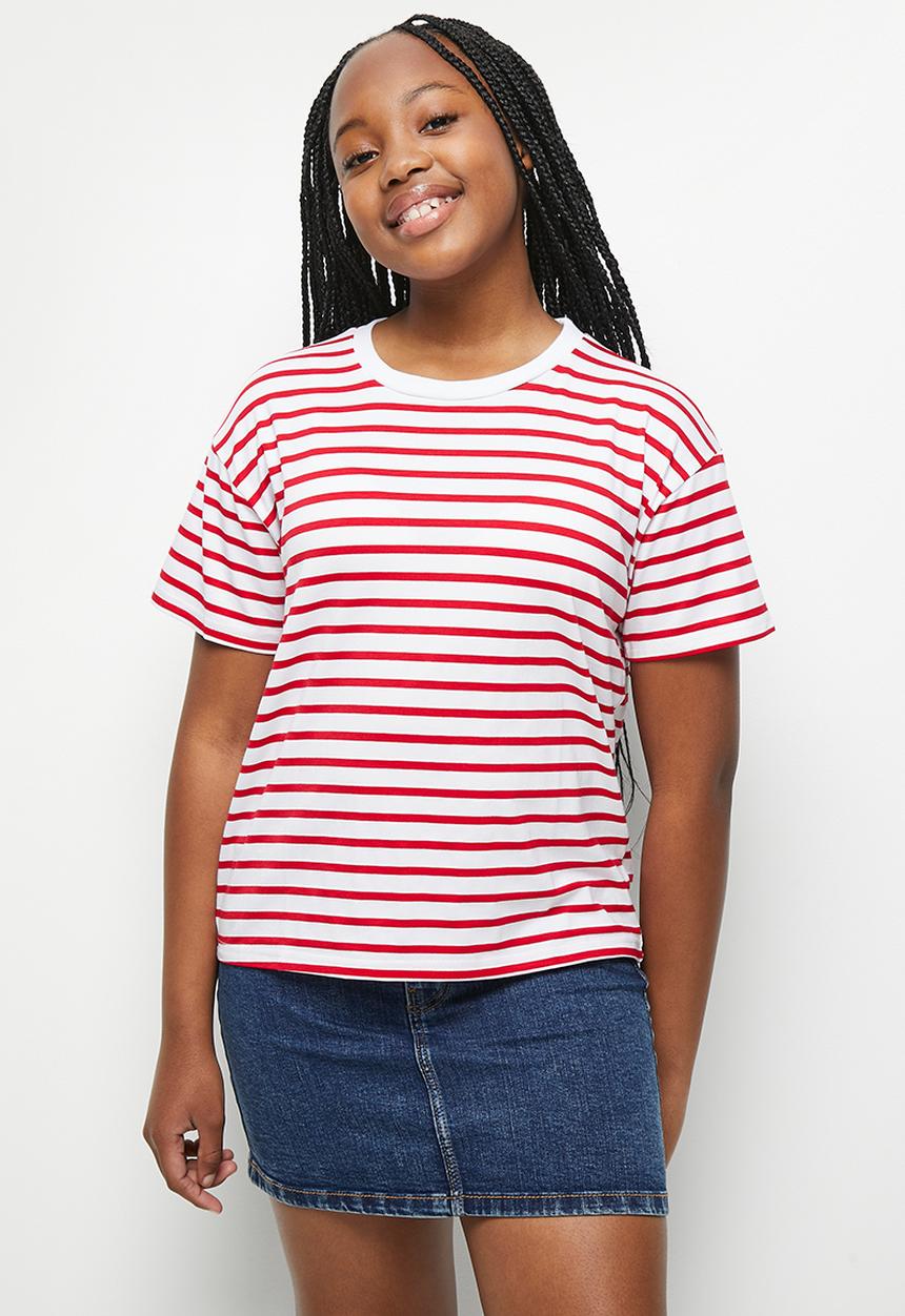 Pop Candy - Stripe tee - red & white