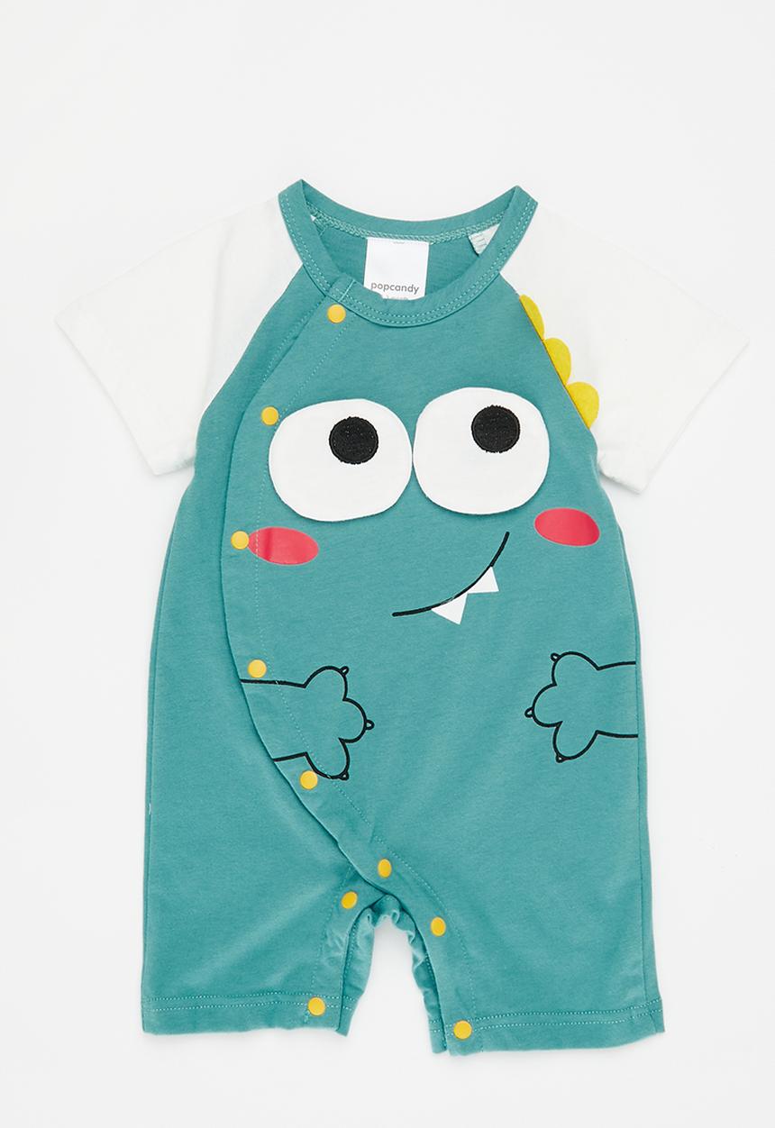 Pop Candy - Dino romper - green & white