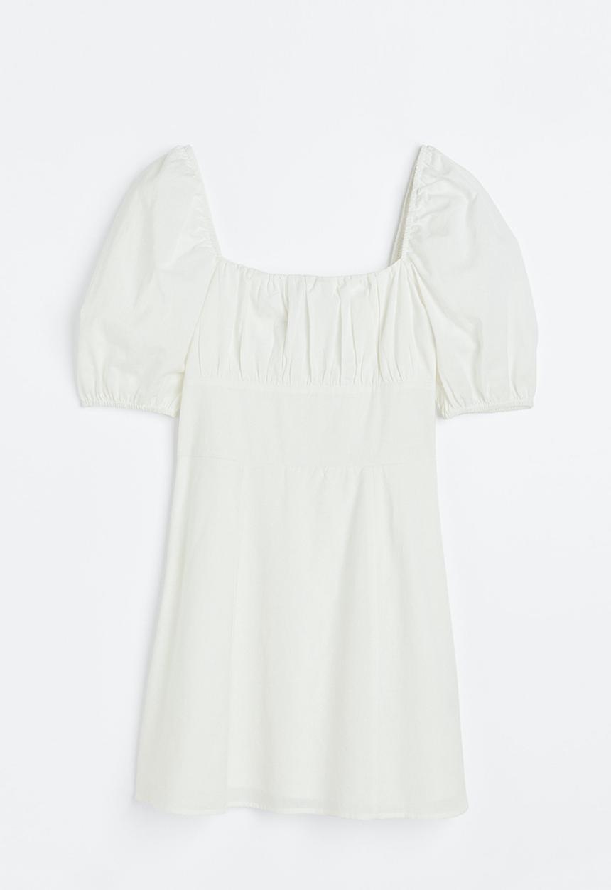 H&M - Puff-sleeved dress - white