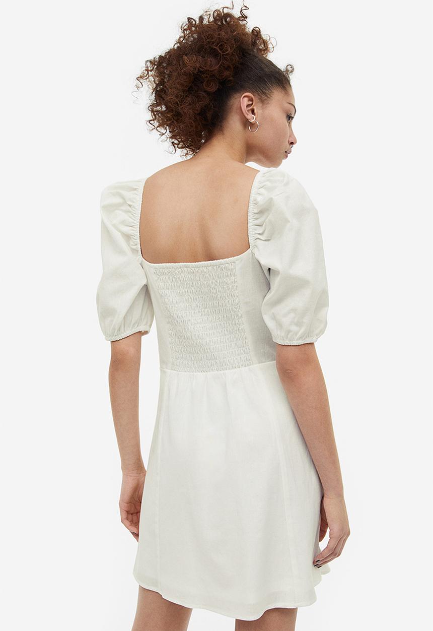 H&M - Puff-sleeved dress - white