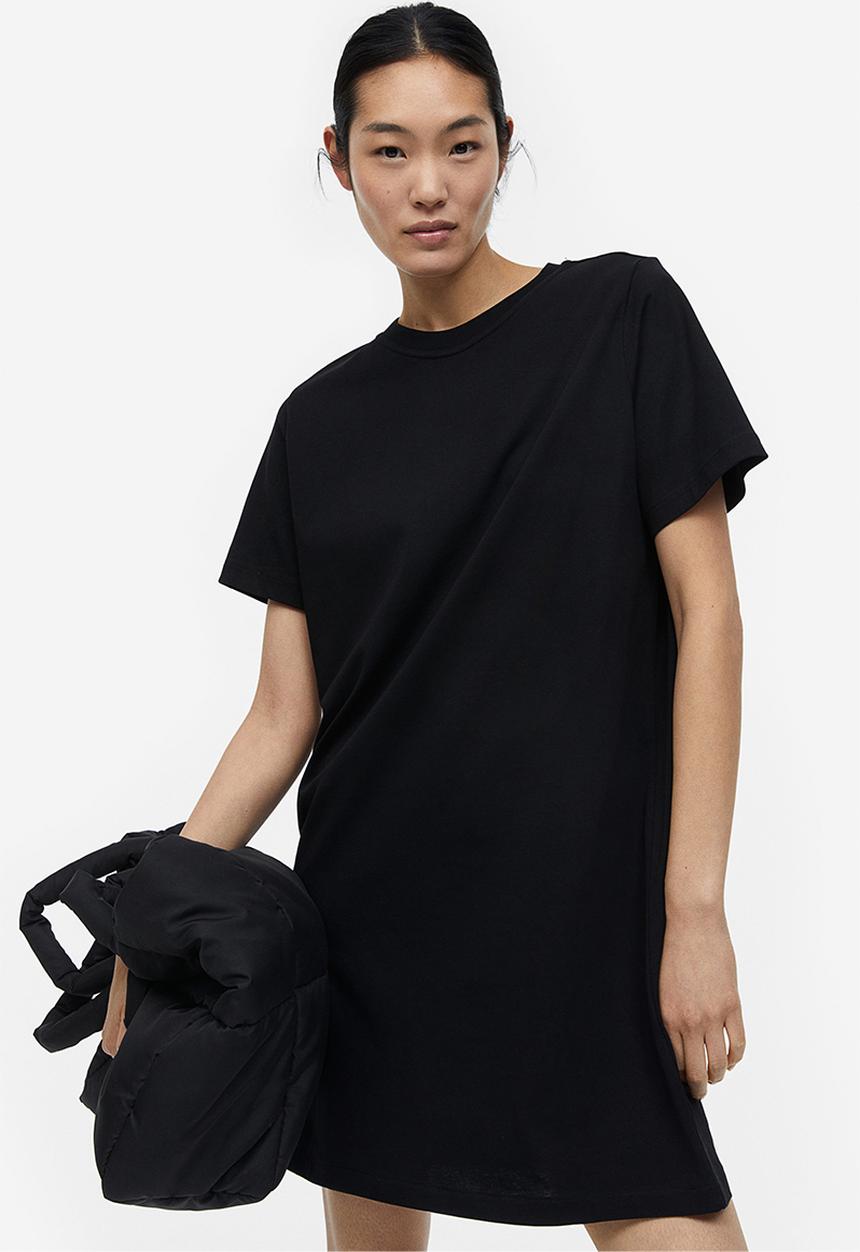 H&M - Cotton T-shirt dress - black