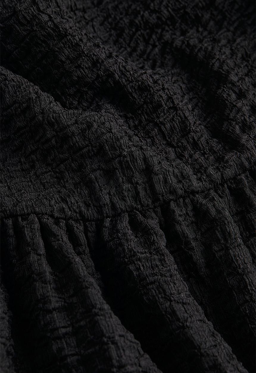 H&M - Puff-sleeved textured jersey dress - black
