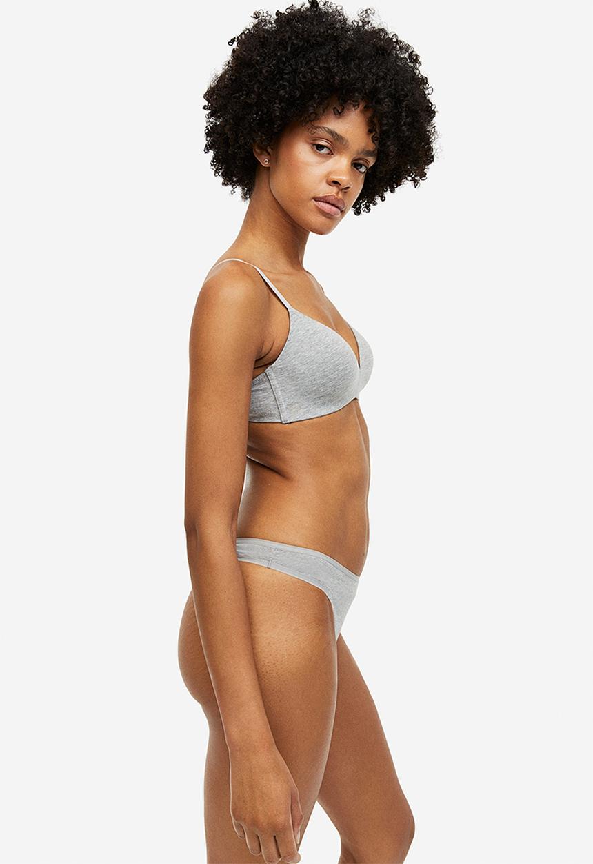 H&M - 3-pack cotton thong briefs - grey marl/white
