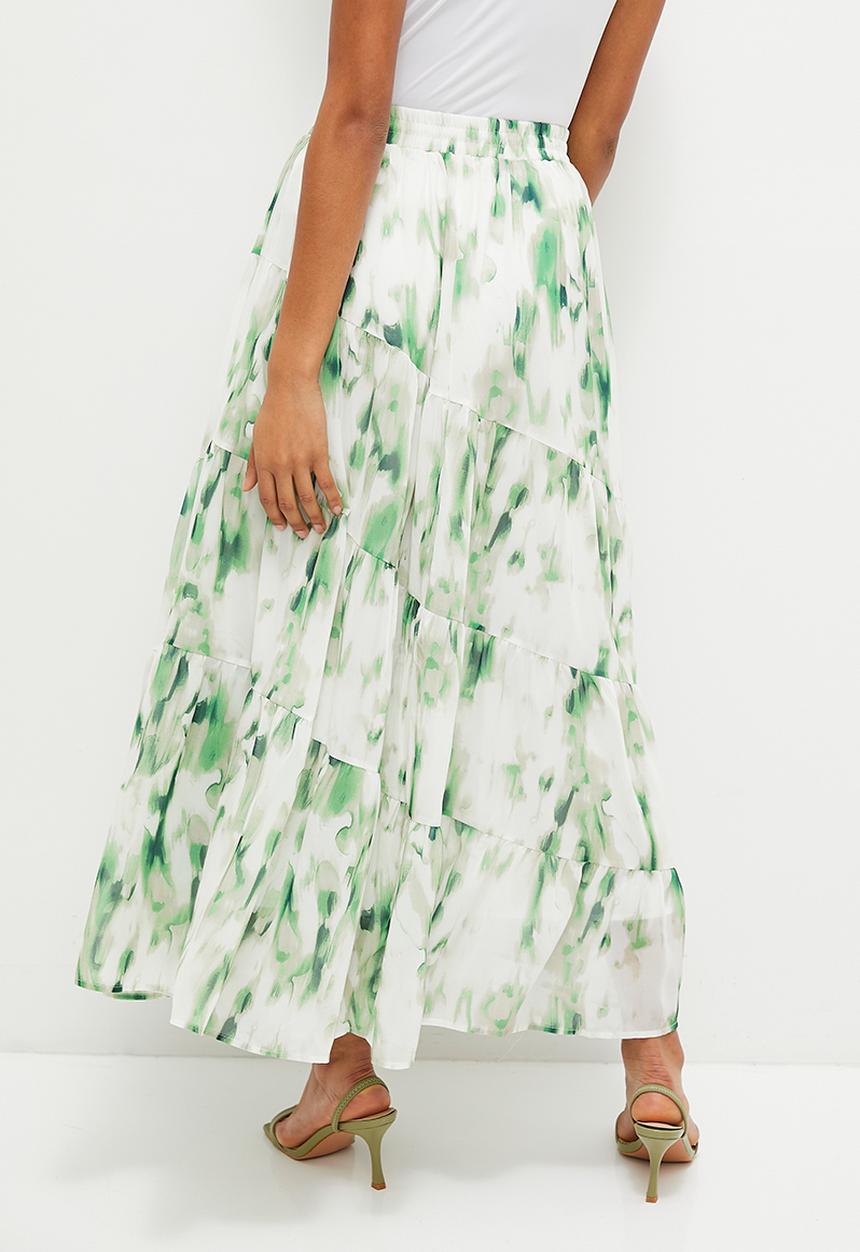 MILLA - Femme mdi skirt - green & white 