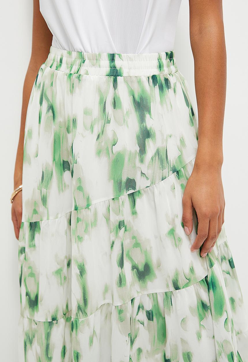 MILLA - Femme mdi skirt - green & white 
