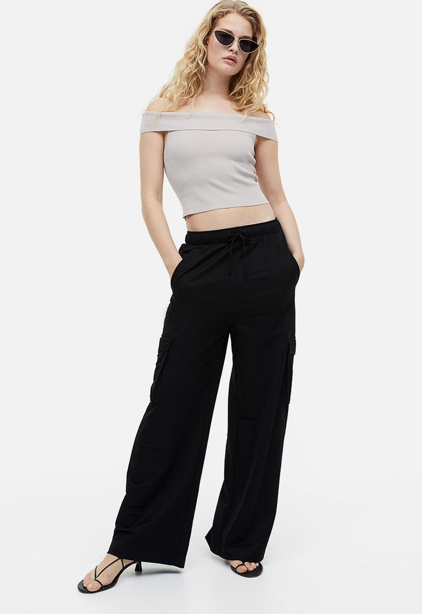 H&M - Pull-on cargo trousers - black