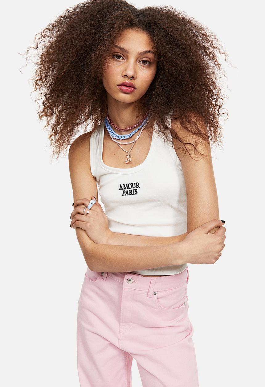 H&M - Ribbed cotton vest top - white & amour paris 