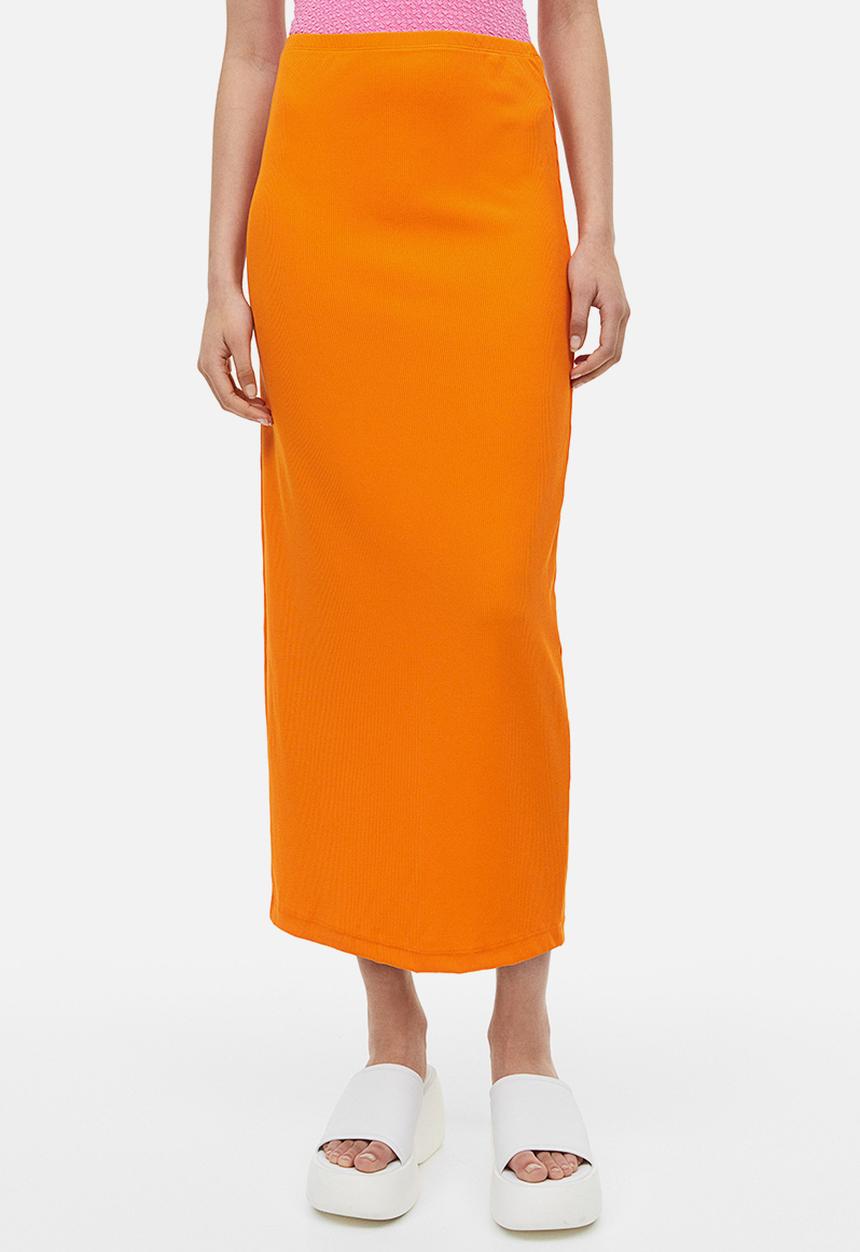 H&M - Ribbed pencil skirt - orange
