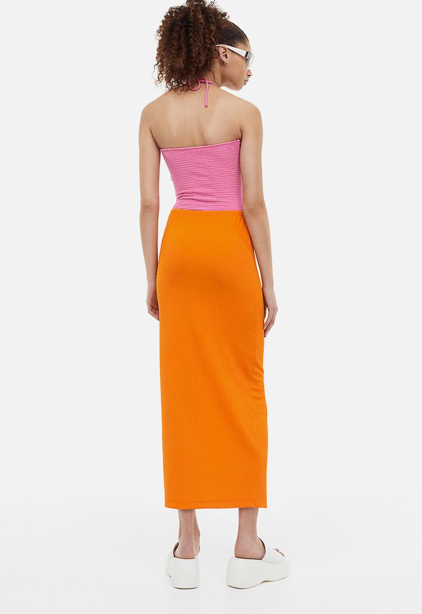 H&M - Ribbed pencil skirt - orange