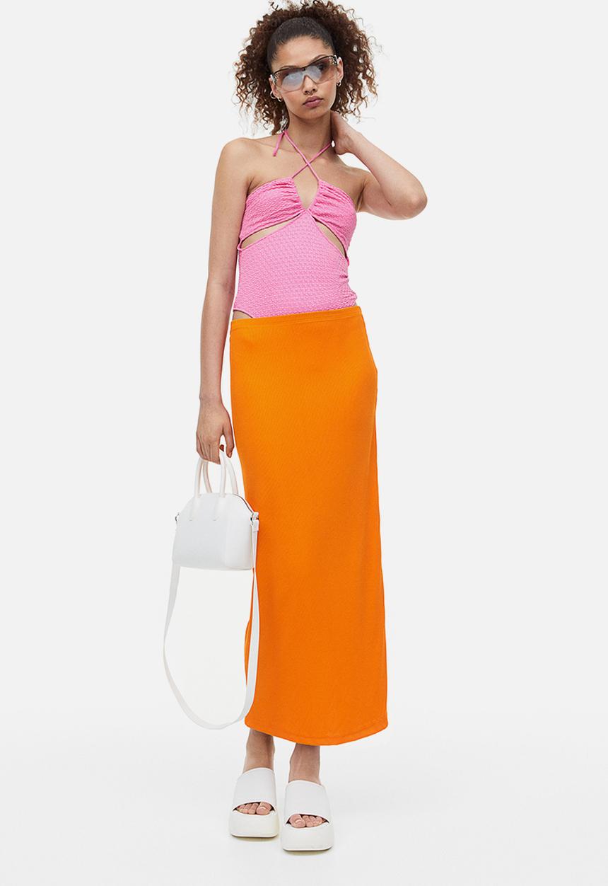 H&M - Ribbed pencil skirt - orange