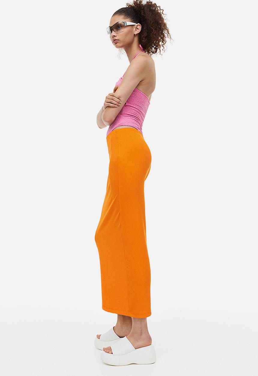 H&M - Ribbed pencil skirt - orange