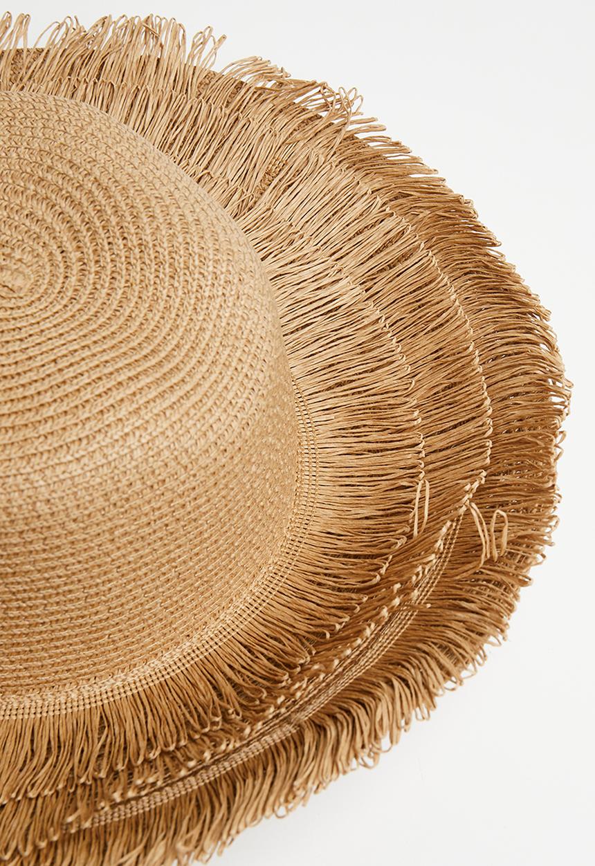 edit - Fringed sun hat - natural