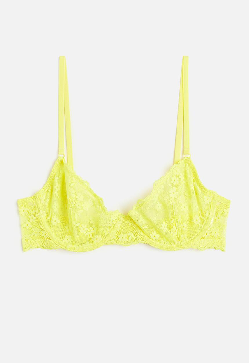 H&M - Non-padded underwired lace bra - yellow
