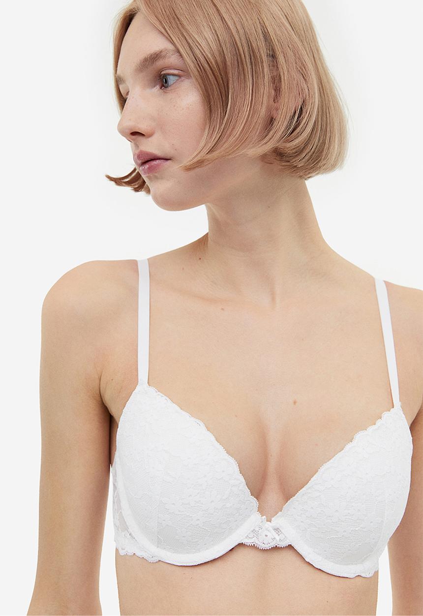 H&M - Push-up lace bra - white