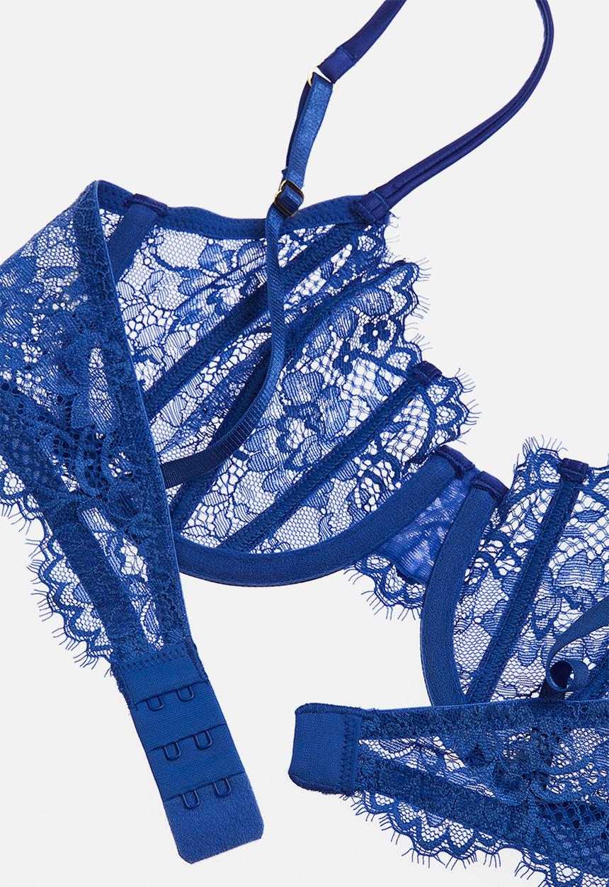 H&M - Non-padded lace balconette bra - blue