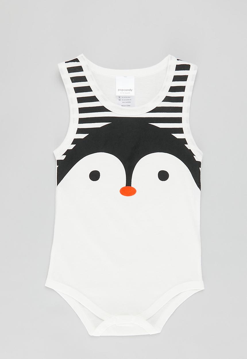 Pop Candy -  sleeveless bodyvest - black & white