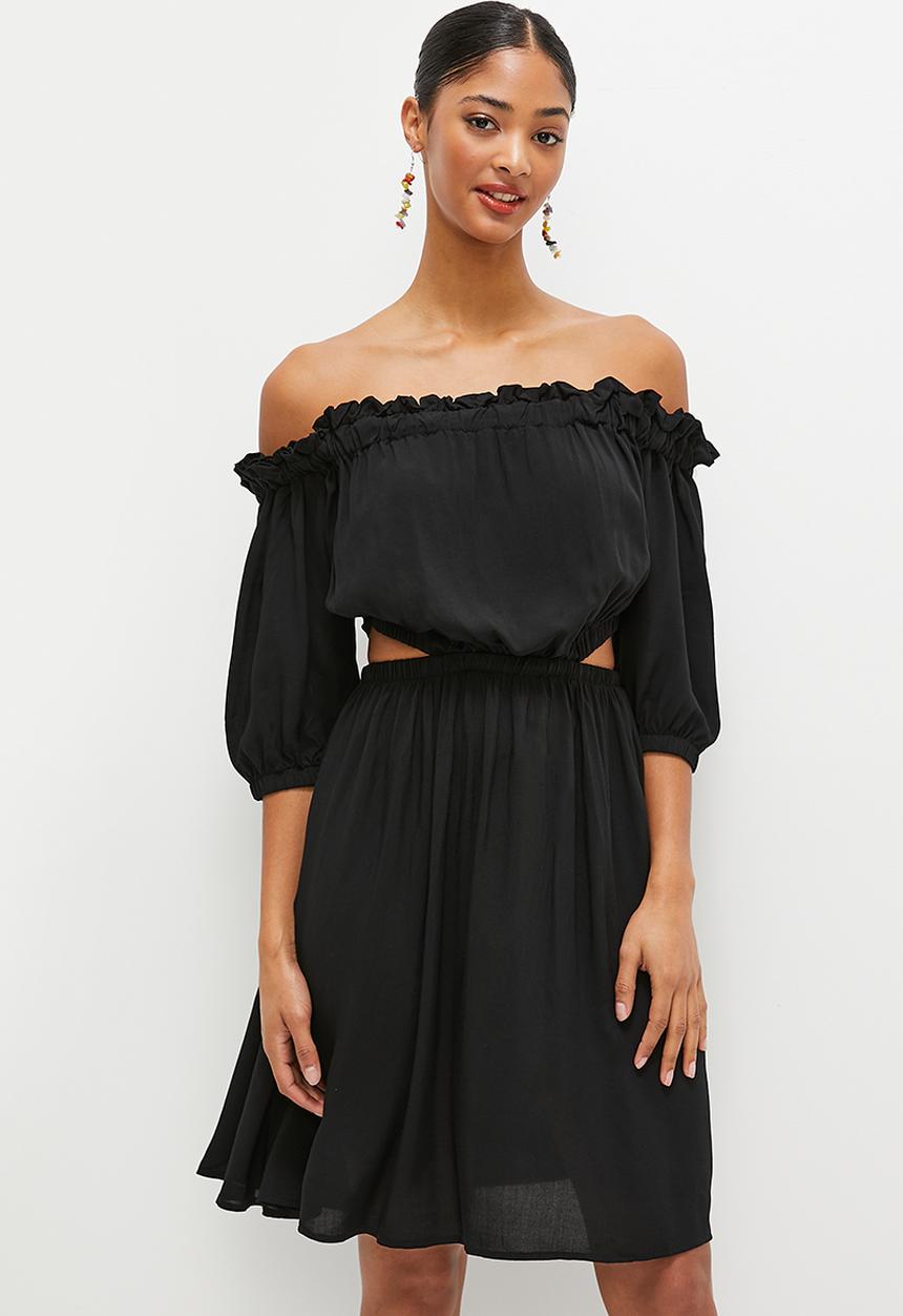 MILLA - Bardot back detail mini - black
