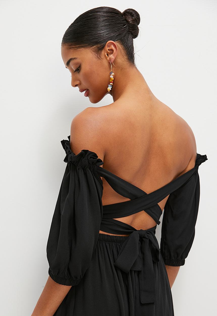 MILLA - Bardot back detail mini - black