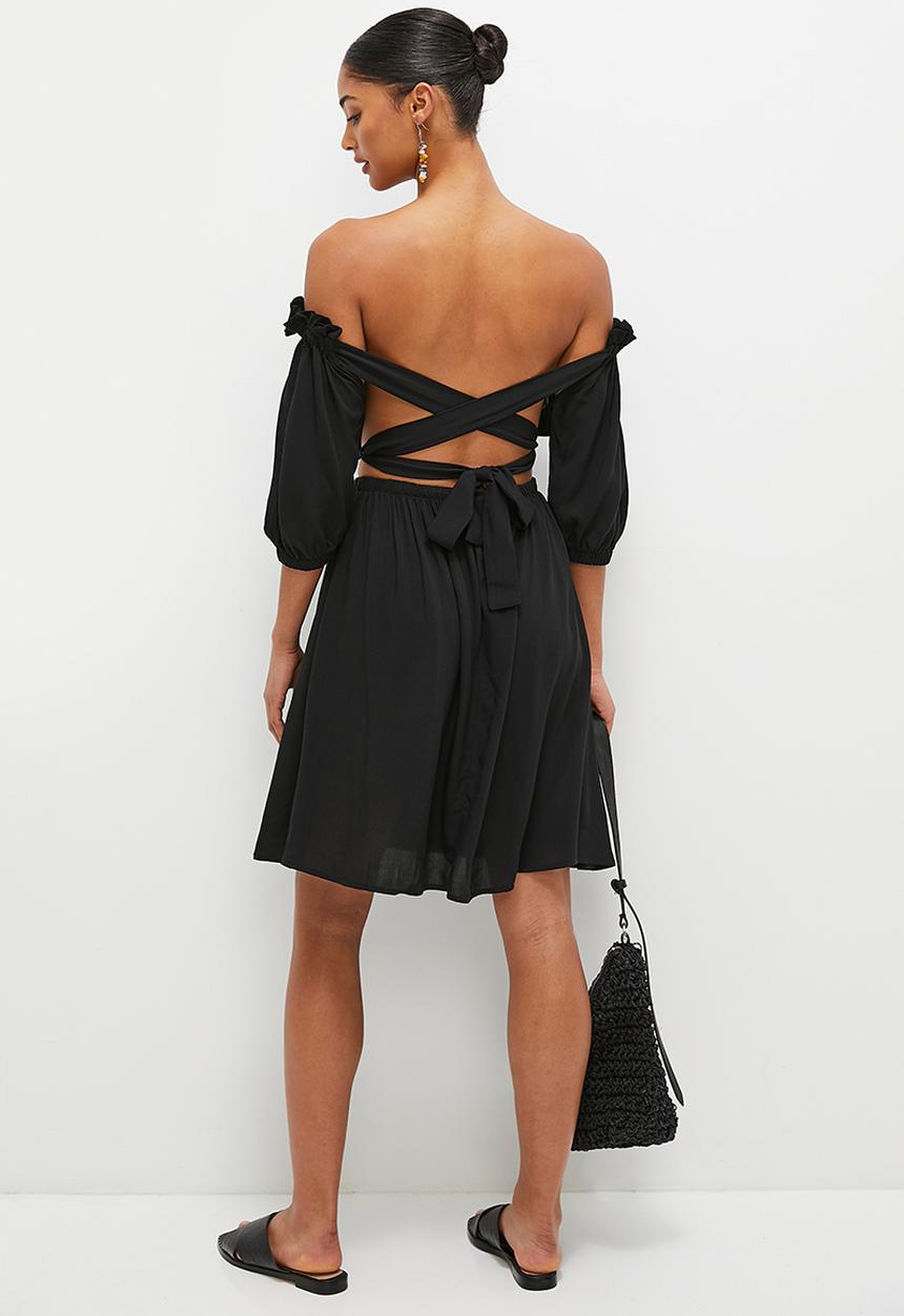 MILLA - Bardot back detail mini - black