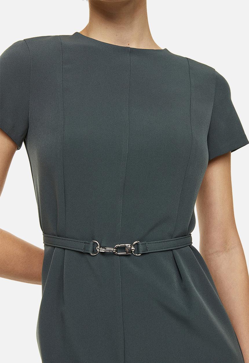 H&M - Belted dress - dark green 