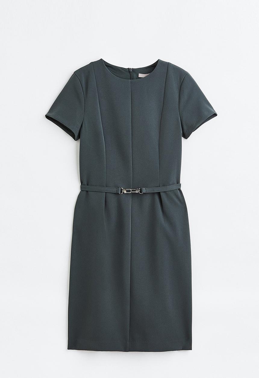 H&M - Belted dress - dark green 