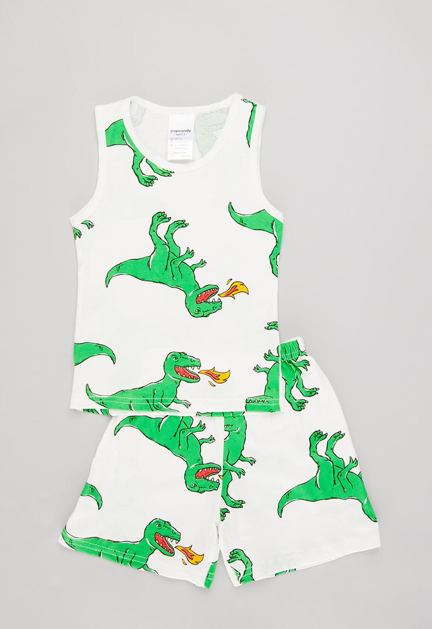 Pop Candy - Dino pj set - green & white
