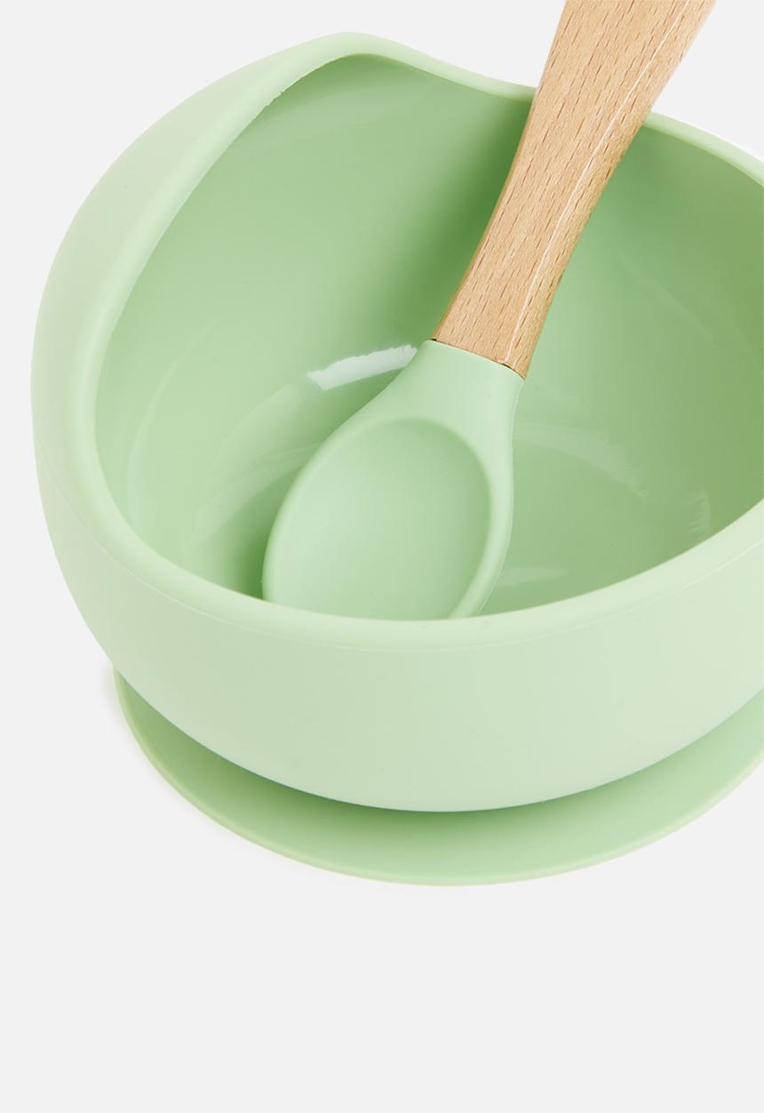 Sixth Floor - Silicone baby suction bowl and spoon - mint