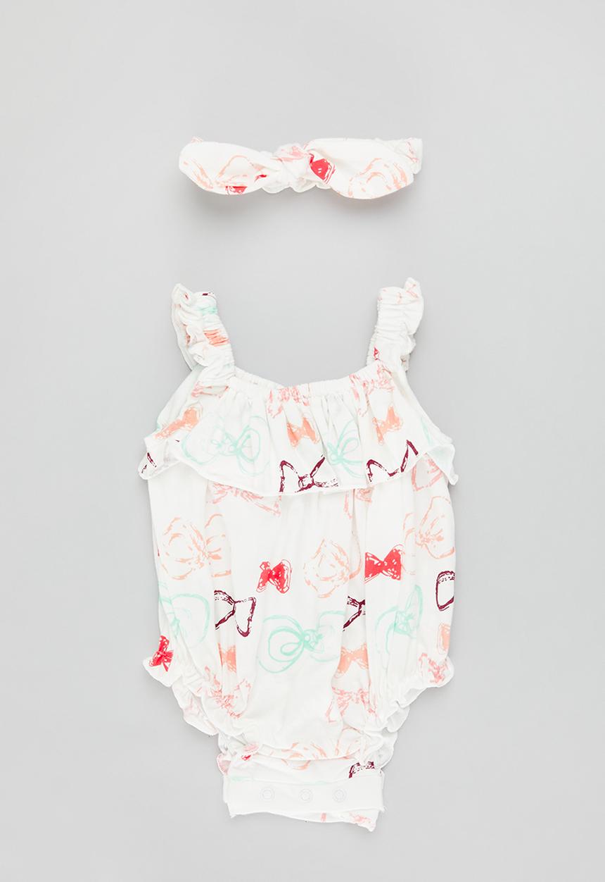 Pop Candy -  Frilled romper & headband set- multi