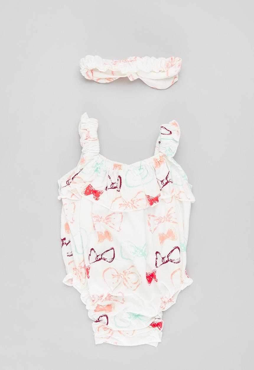 Pop Candy -  Frilled romper & headband set- multi