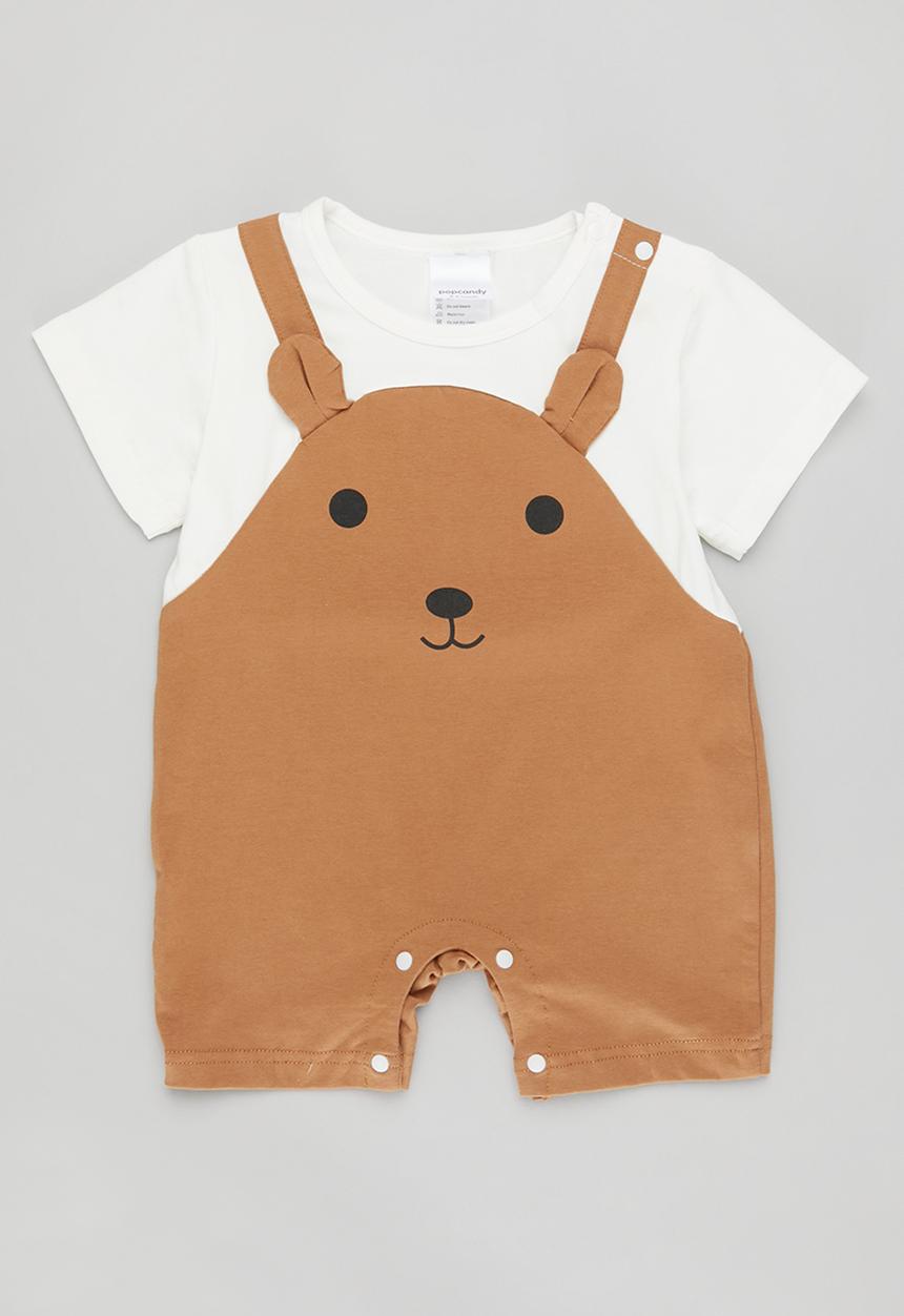 Pop Candy -  Short sleeve romper - brown & white