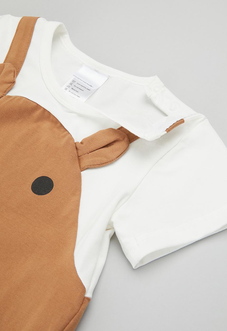 Pop Candy -  Short sleeve romper - brown & white