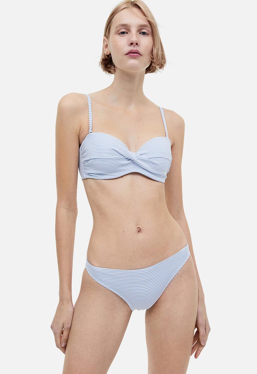 H&M - Bikini bottoms - light blue/white striped