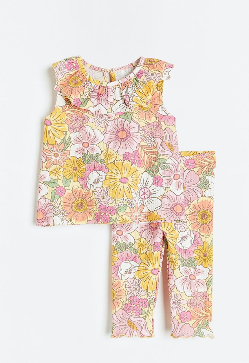 H&M - 2-Piece cotton set - yellow/floral