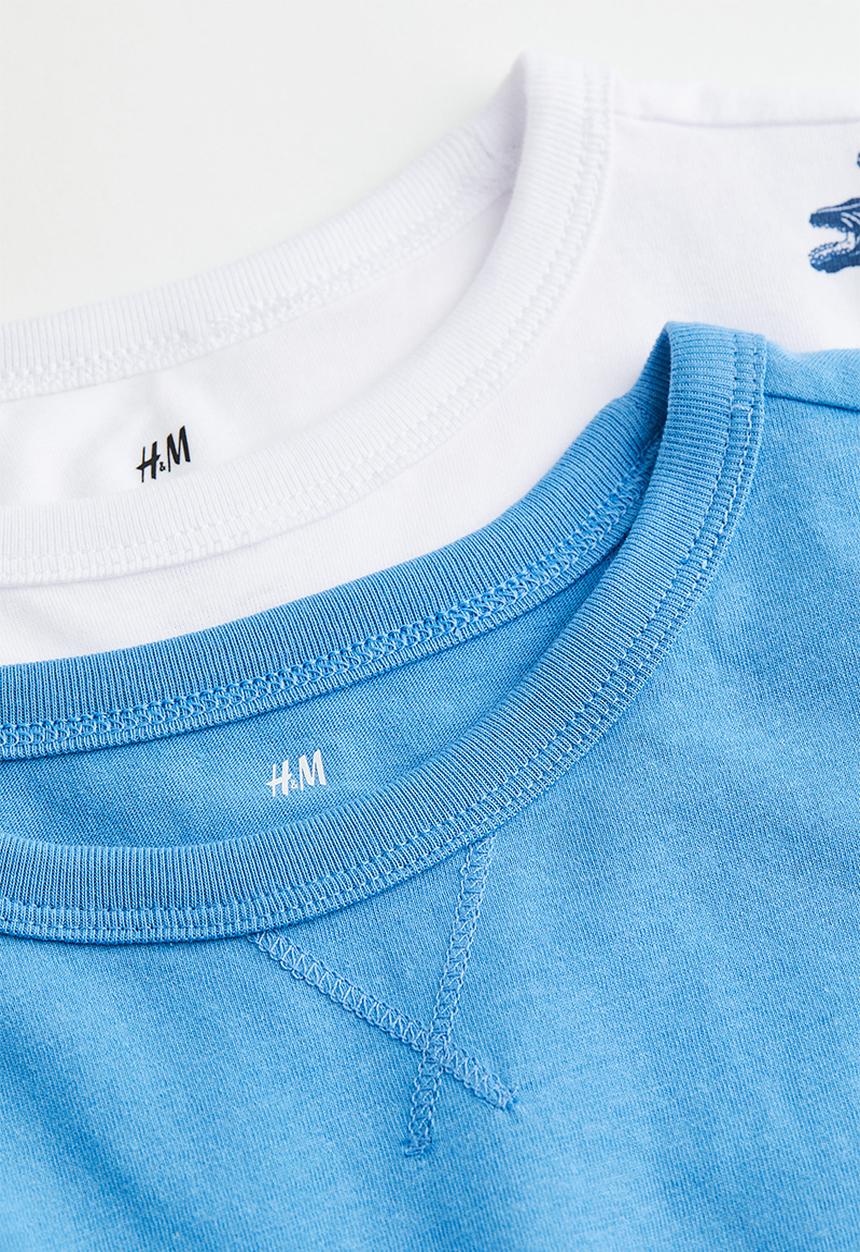 H&M - 2-Pack cotton T-shirts - blue/dinosaurs