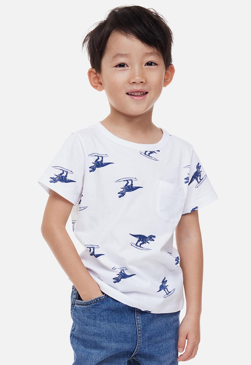 H&M - 2-Pack cotton T-shirts - blue/dinosaurs