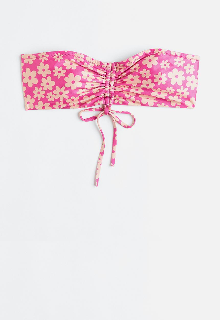 H&M - Bandeau bikini top - pink/floral