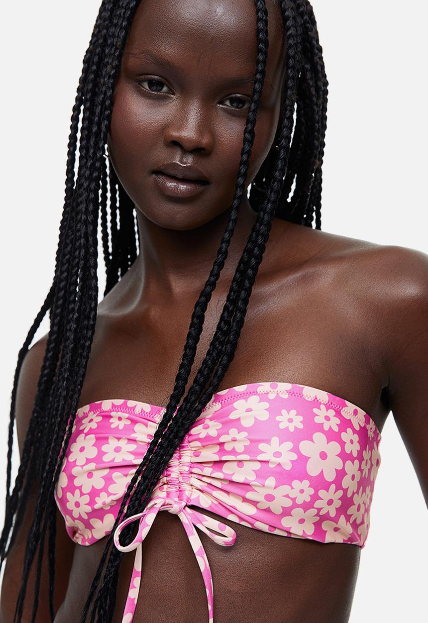 H&M - Bandeau bikini top - pink/floral