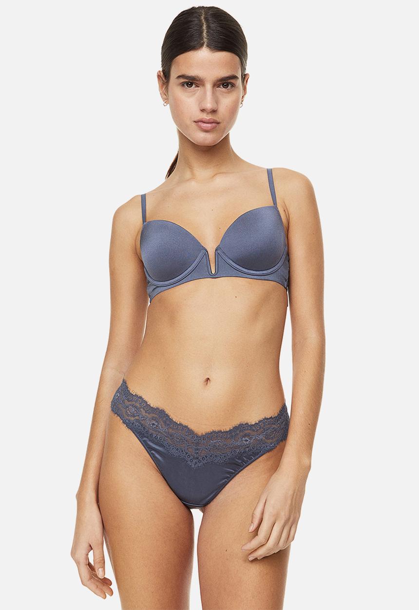 H&M - Padded underwired micro bra - dark blue