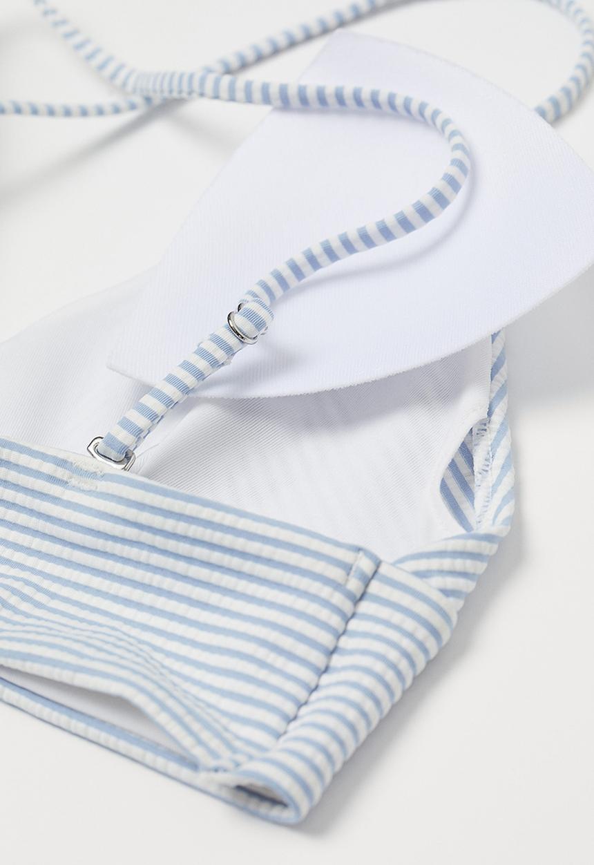 H&M - Padded bikini top - light blue / white striped 