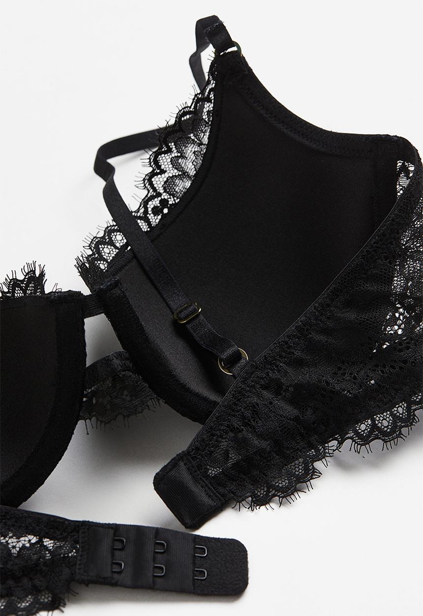 H&M - Padded underwired lace bra - black
