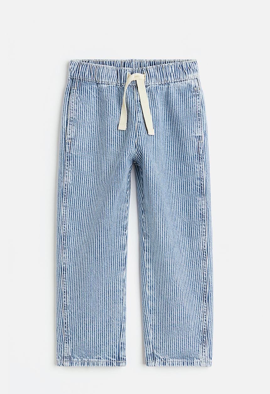 H&M - Loose fit joggers - light denim blue/striped 