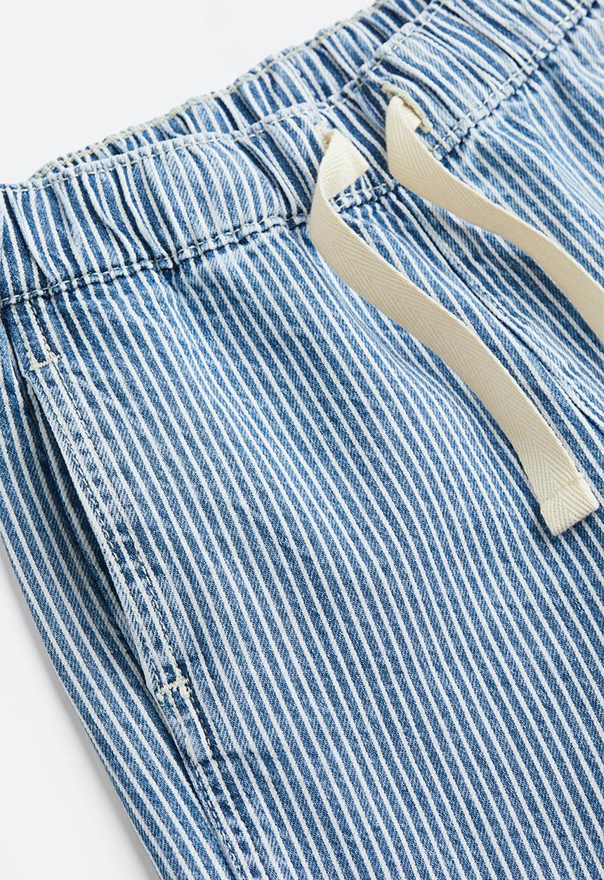 H&M - Loose fit joggers - light denim blue/striped 
