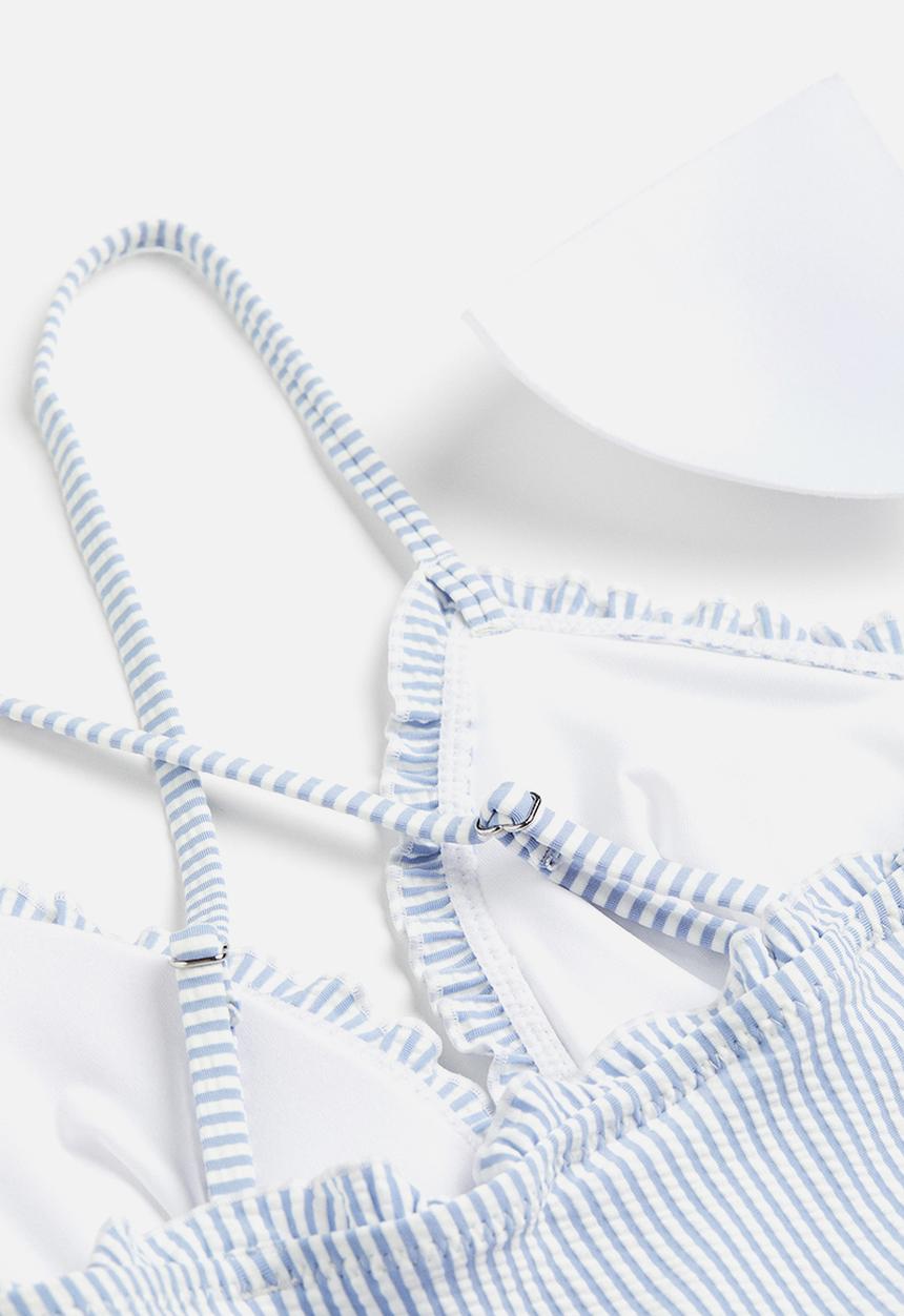 H&M - Padded-cup swimsuit - light blue & white striped