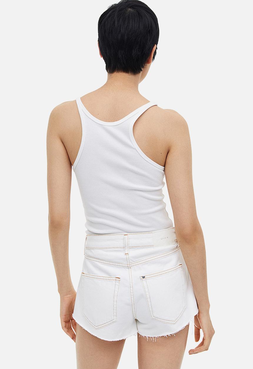 H&M - Curvy fit denim shorts - white