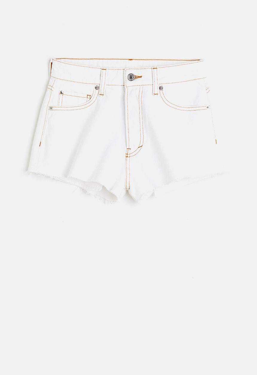 H&M - Curvy fit denim shorts - white