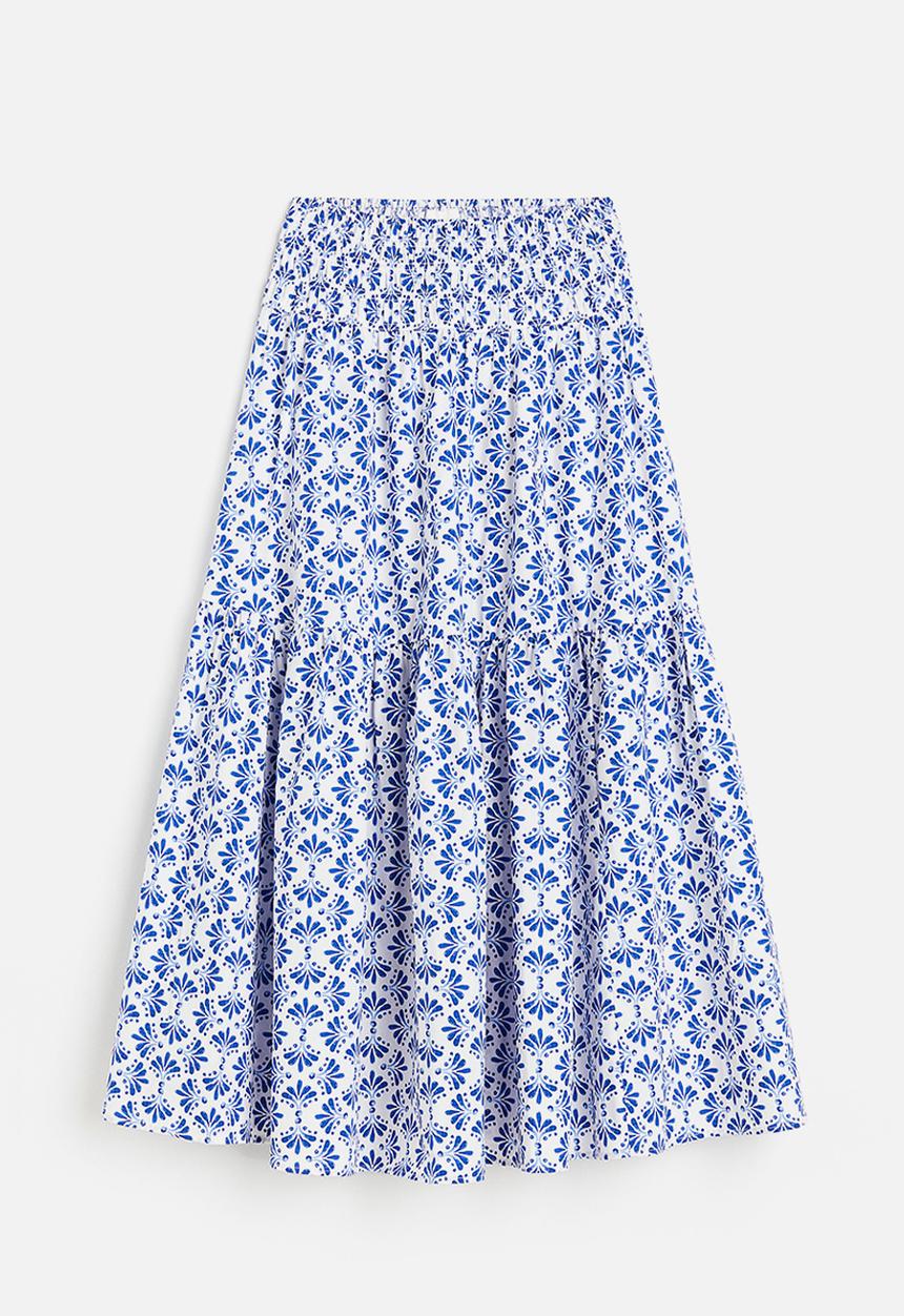 H&M - A-line skirt - white/patterned 