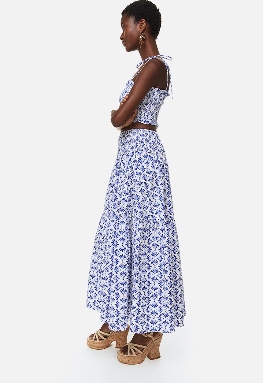 H&M - A-line skirt - white/patterned 